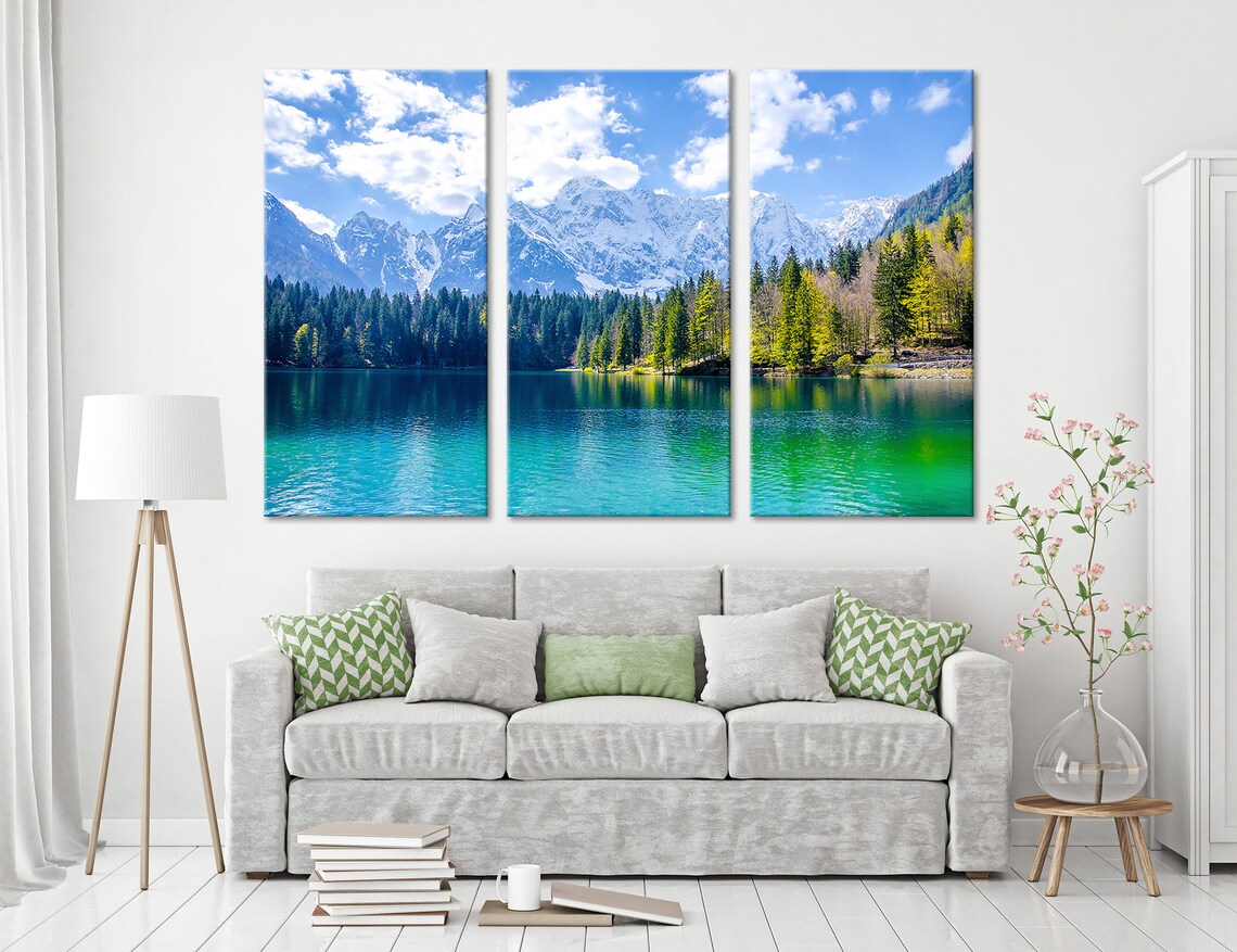 Mountain Lake Wall Art Prints Landscape Wall Decor Prints Etsy
