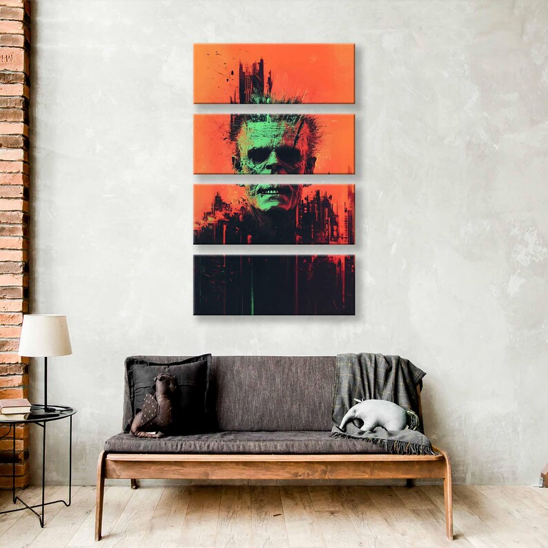 Monster Wall Art Canvas Print, Psihodelici Spooky Wall Art, Abstract ...