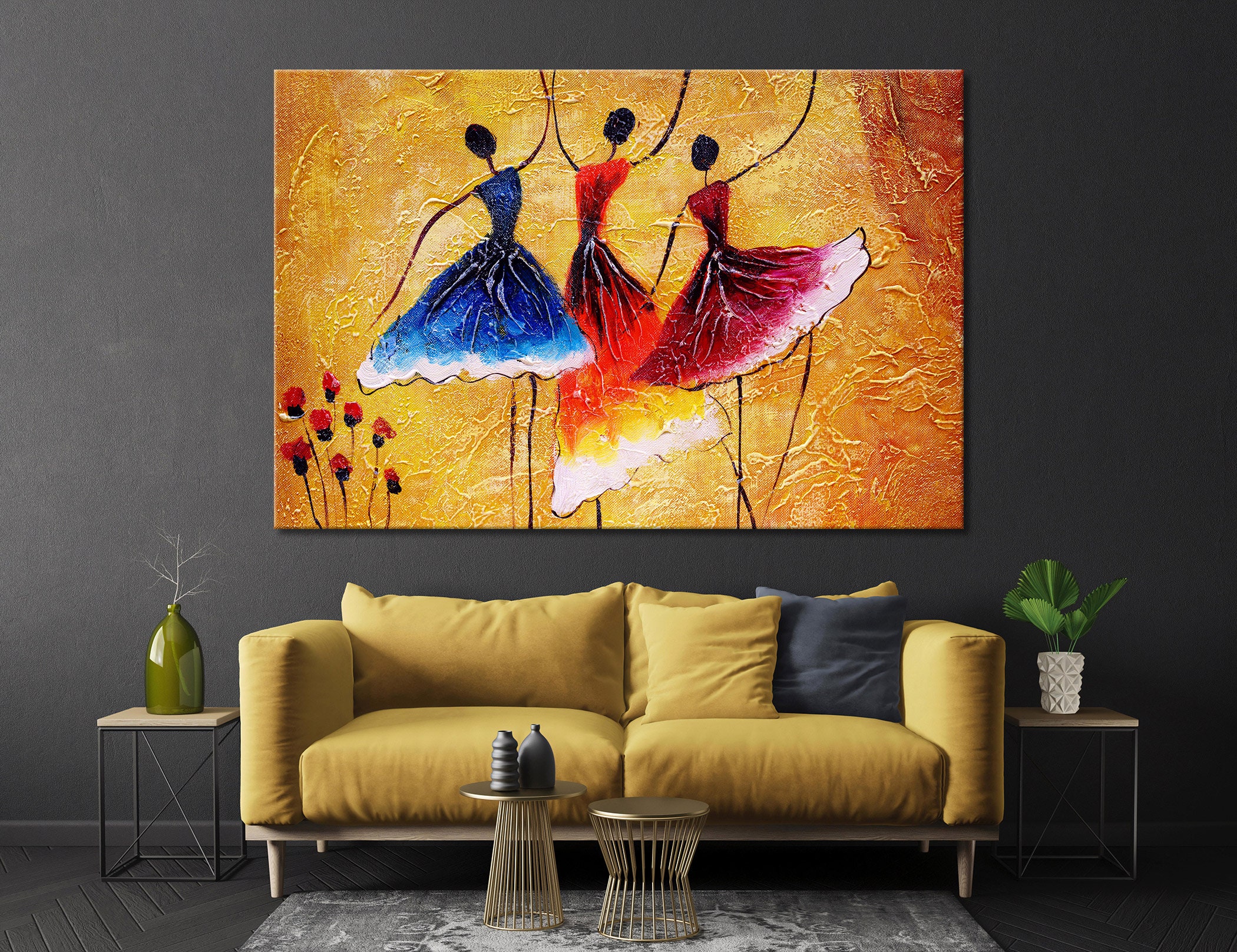 Tableau toile coeurs 140x90 cm - Décoration maison salon - Art abstrait  coloré 