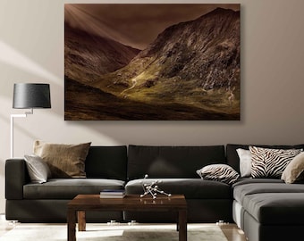 Dark Mountains Illuminated by the Sun's Rays Canvas Wall Art Set