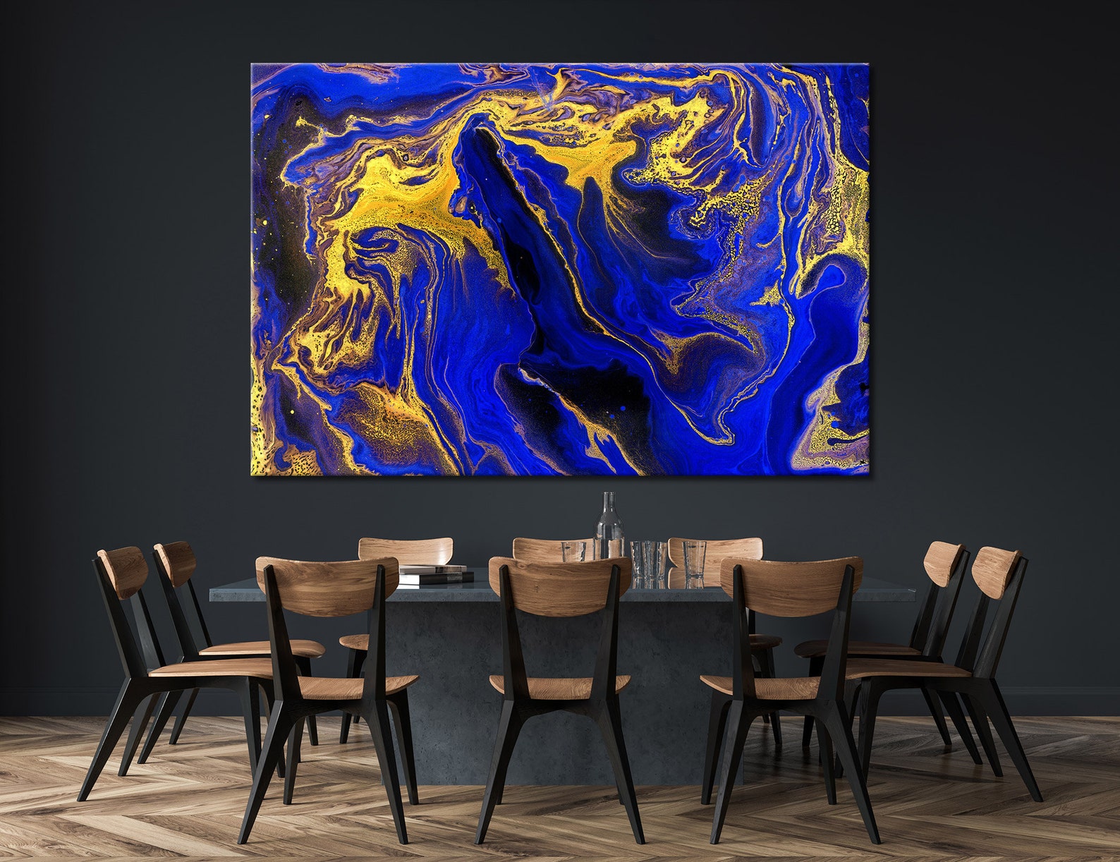 Blue and Yellow Wall Art Blue and Yellow Wall Decor Bedroom | Etsy