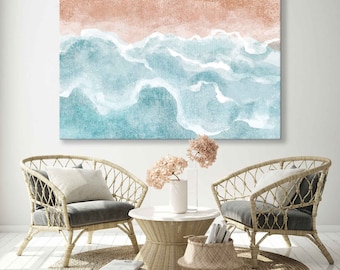 Impresión en lienzo con vibraciones bohemias veraniegas: arte mural playero grande para una decoración fresca y fresca.