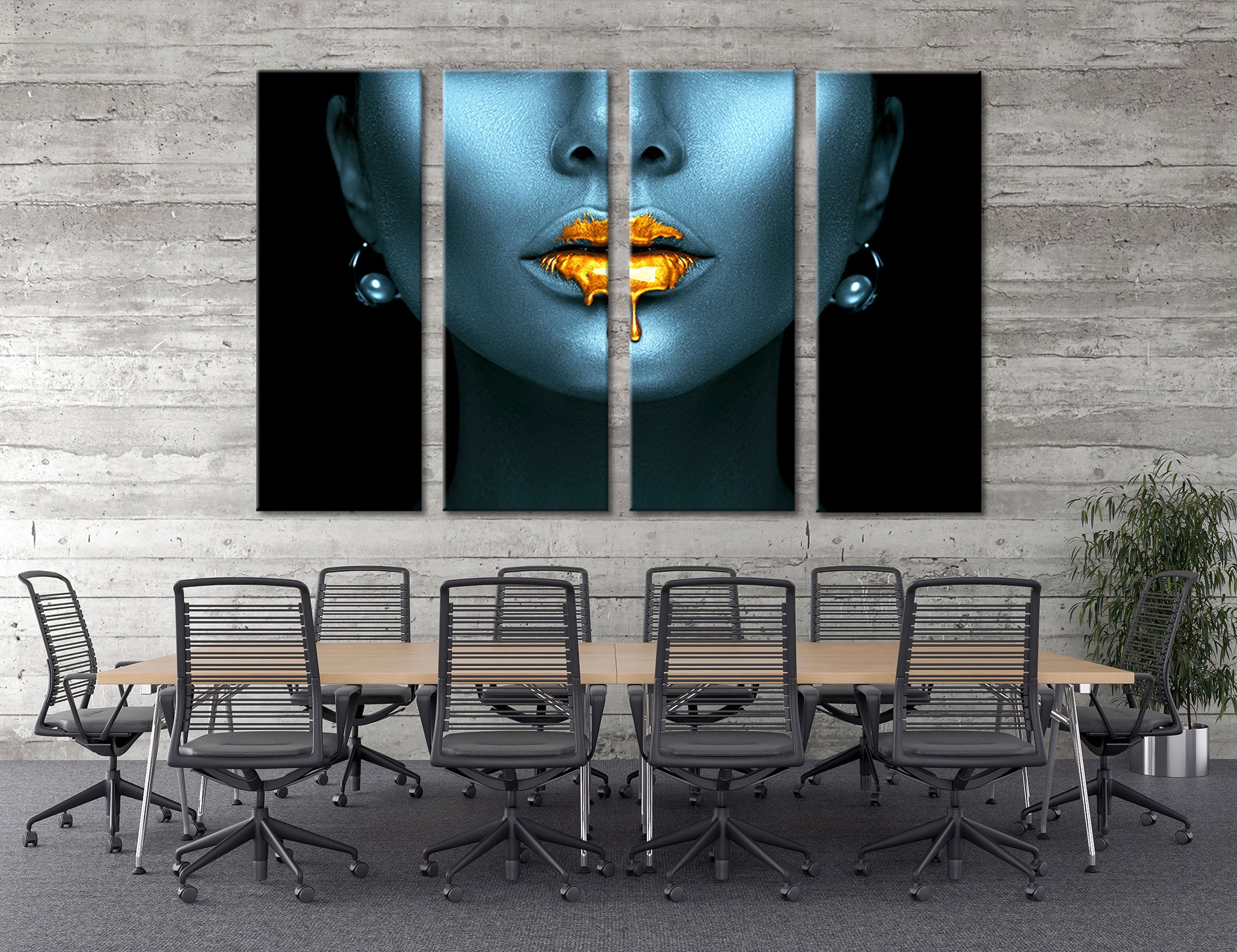 Gold Lips Wall Art Face Printable Fashion Girls Room Etsy UK
