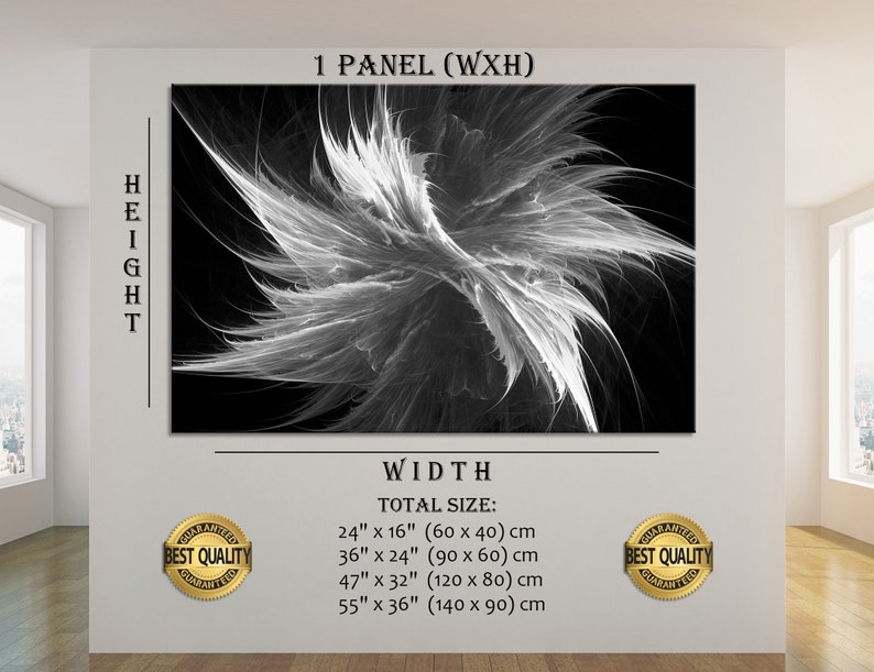 Black and White Fantasy Wall Art Abstract Canvas Abstract Etsy