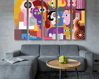 Contemporary Abstract Geometric Wall Art, Extra Large Modern Decor, Large Original Colorful Print