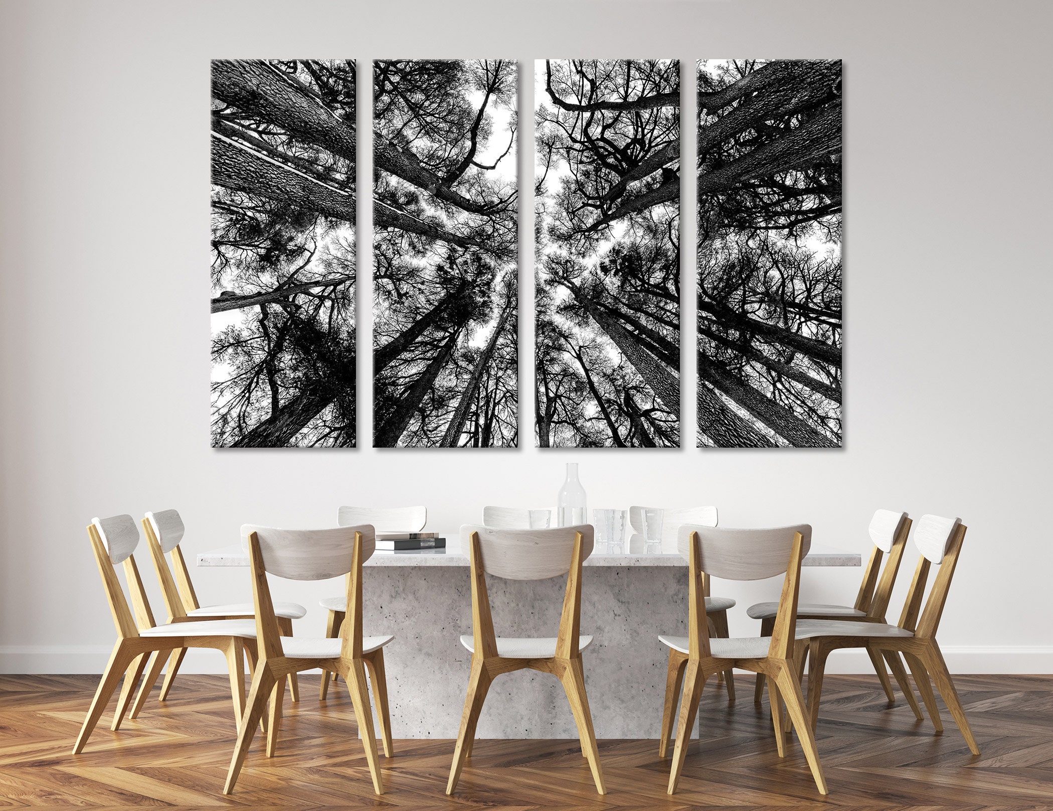 Three Piece Trees Canvas Wall Art Trees Canvas Wall Decor Etsy