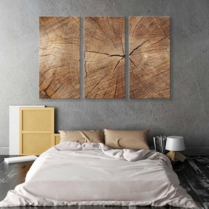 Decorazione murale con texture in legno - Stampa su tela astratta con crepe nel legno - Arte murale moderna e alla moda - Set di opere d&#39;arte astratte di lusso extra large