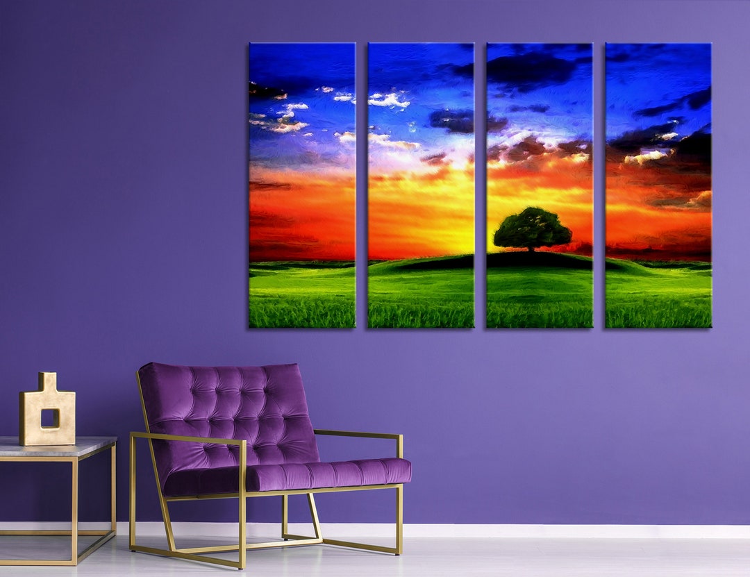 Extra Large Colorful Landscape Wall Art Print Set Canvas Wall Etsy