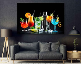 Set of Various Cocktails Canvas Print, Greatest Party Wall Decor