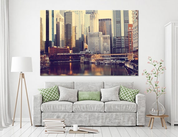 Chicago Skyline Chicago City Chicago Canvas Chicago Print Chicago Photo Chicago Poster Chicago Wall Art Chicago Wall Decor Chicago Downtown