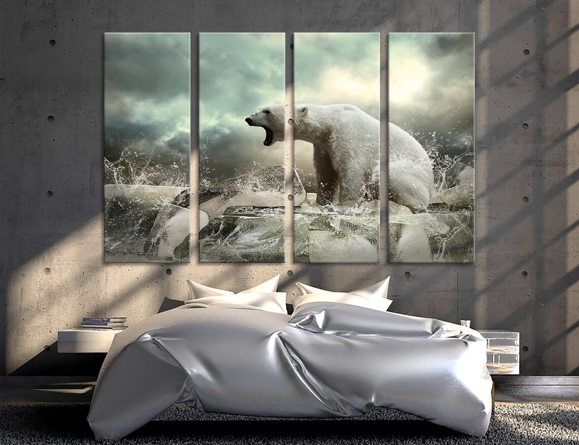 Polar Bear Wall Art Polar Bear Wall Dekor Polar Bear Canvas - Etsy