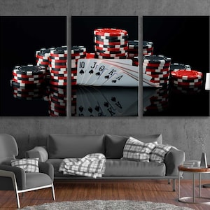 Royal Flush Canvas Print, Spades Royal Flush Wall Art, Poker Room Decor
