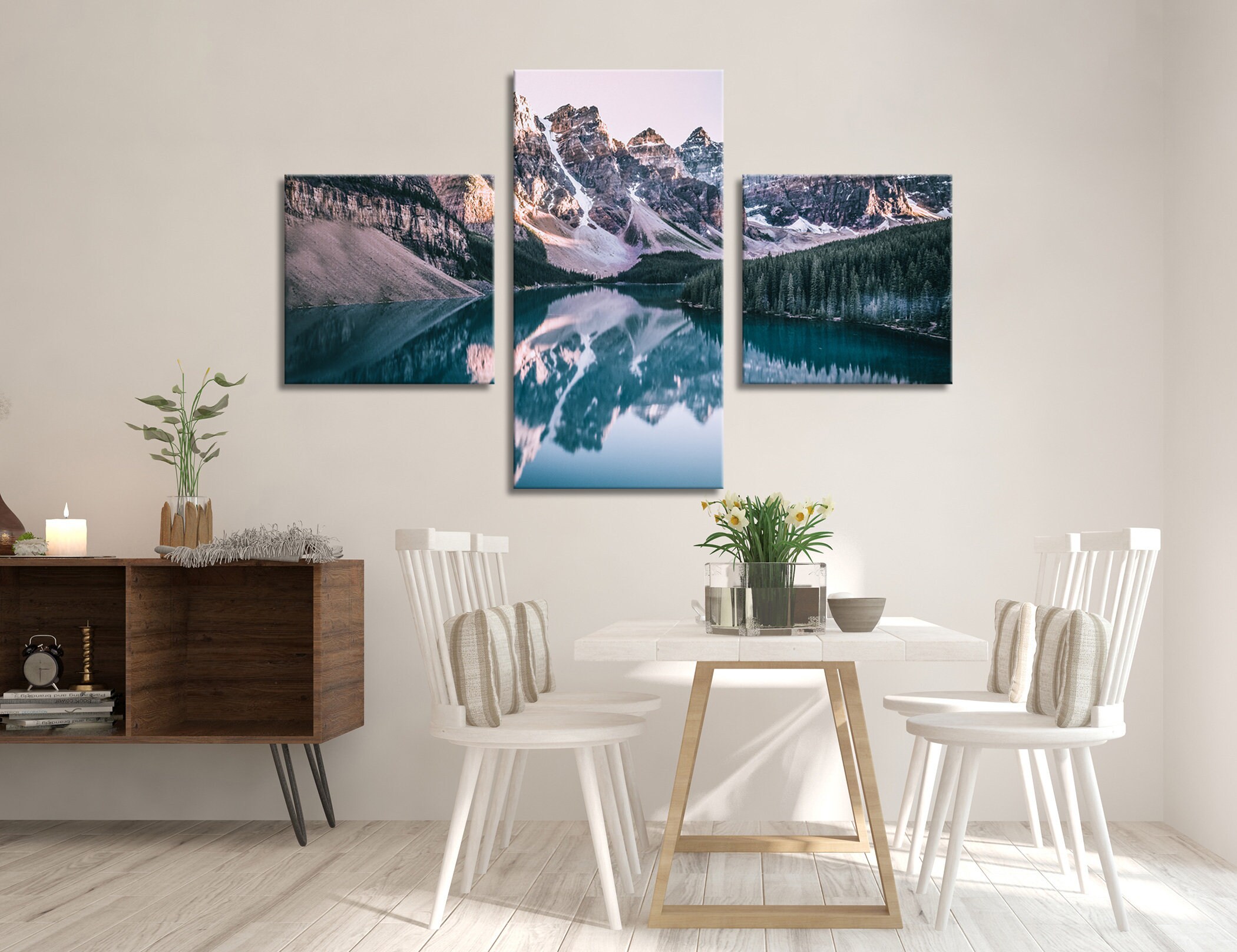 Moraine Lake Sunset Canvas Set Moraine Lake Wall Art Moraine Canvas ...