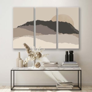 Bohemian Canvas Print Wall Decor in Beige Boho Style, Perfect for Extra Large Wall Art and Sand Living Room Decor