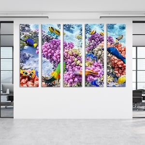 Underwater World Wall Art Colorful Corals Canvas Coral Reef Wall Art Coral Reef Decor Cay Canvas Cay Print Art Cay Art Print Cay Artwork Set