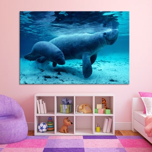 Manatee and Baby Pictures Manatee Print Manatee Poster Manatee Wall Decor Manatee Wall Art Manatee Home Decor Ocean Artwork Crystal River