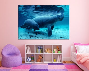 Manatee and Baby Pictures Manatee Print Manatee Poster Manatee Wall Decor Manatee Wall Art Manatee Home Decor Ocean Artwork Crystal River