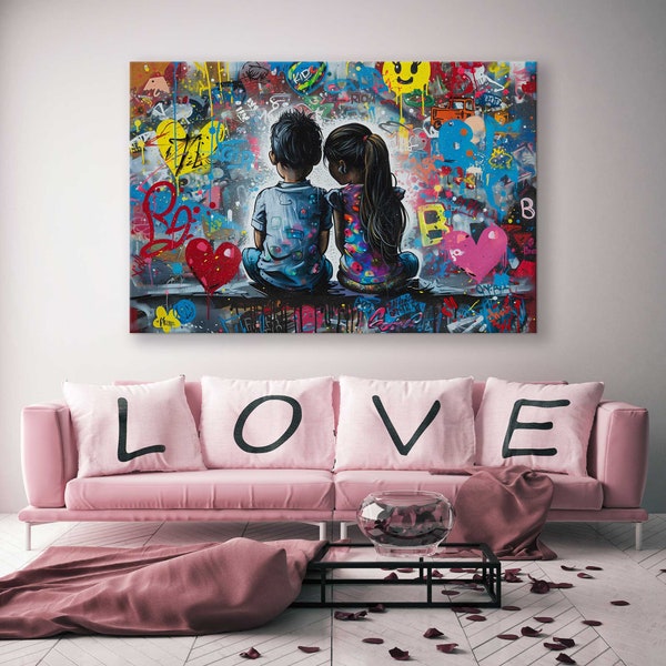 The Enchanting Manifestation of Love: Romantic Graffiti with a Banksy-inspired Image of a Girl and a Boy