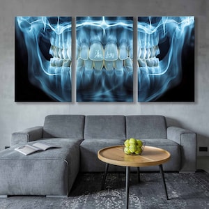 Panorama-Röntgenkiefer Leinwand, schneeweiße Gesunde Zähne, Motivations Poster, Büro Dekor, Geschenk für Zahnarzt