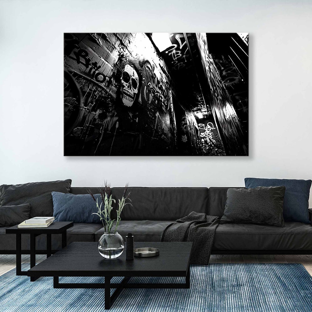 Black and White Graffiti Canvas Print: Captivating Urban Art for Extra ...