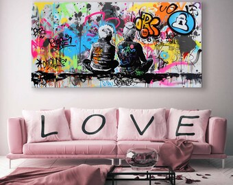 All Life Together - Motivational Graffiti for any Space, Abstract Spray Painting on Canvas