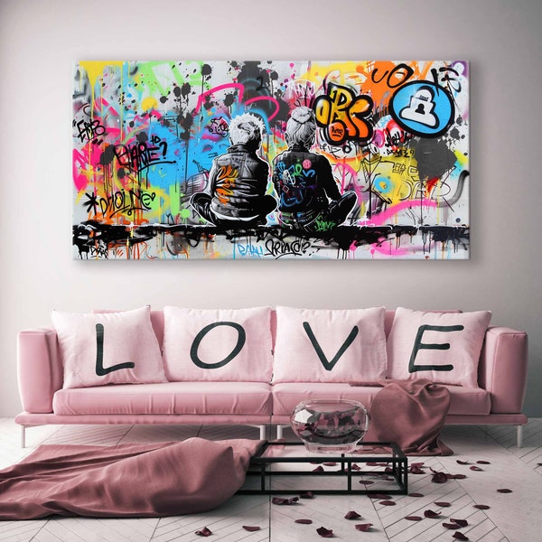 All Life Together - Motivational Graffiti for any Space, Abstract Spray Painting on Canvas