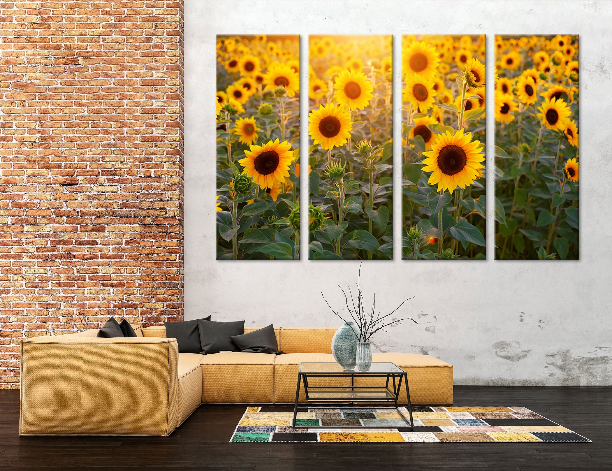 Sunflower Wall Art Sunflower Wall Decor Sunflower Canvas Etsy