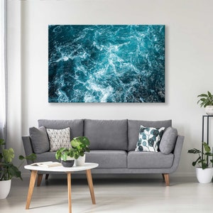 Aerial View of Ocean Waves Canvas Print - Captivating Blue Water Artwork for Your Walls