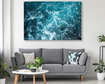 Stampa su tela con vista aerea delle onde dell'oceano: accattivante opera d'arte con acqua blu per le tue pareti