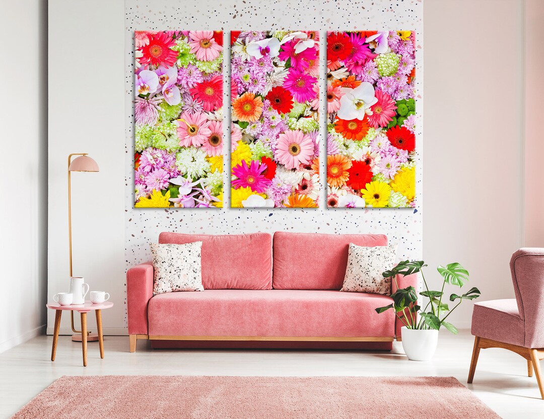 Spring Flowers Wall Art Flowers Wall Decor Flowers Canvas Etsy