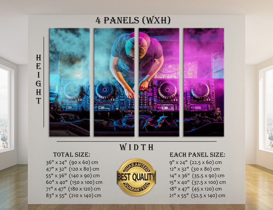 Party Concept Wall Art DJ Large Canvas DJ Wall Art Club Wall Etsy
