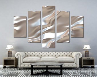 Ethereal Waves - An Enchanting Silver Canvas Print for Contemporary Large Wall Decor