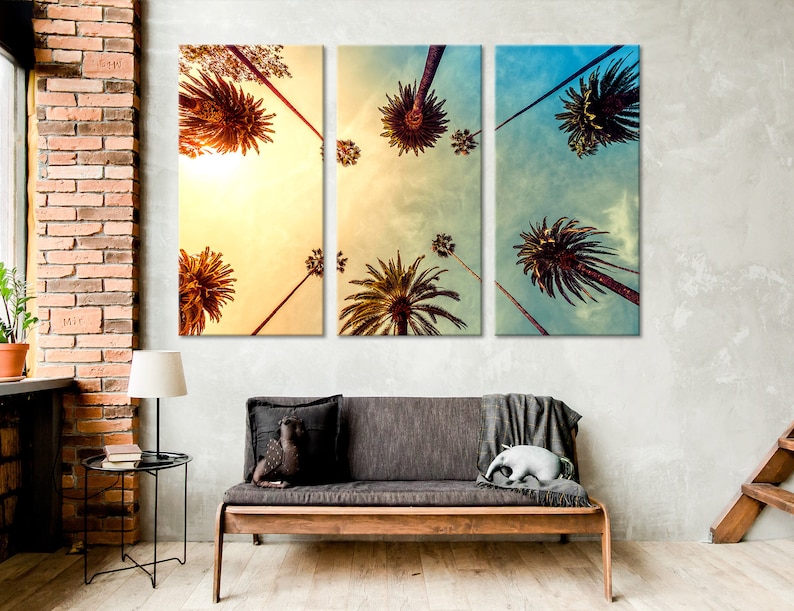 Palm Trees Canvas Wall Art Trees Canvas Wall Decor Palm Trees Etsy