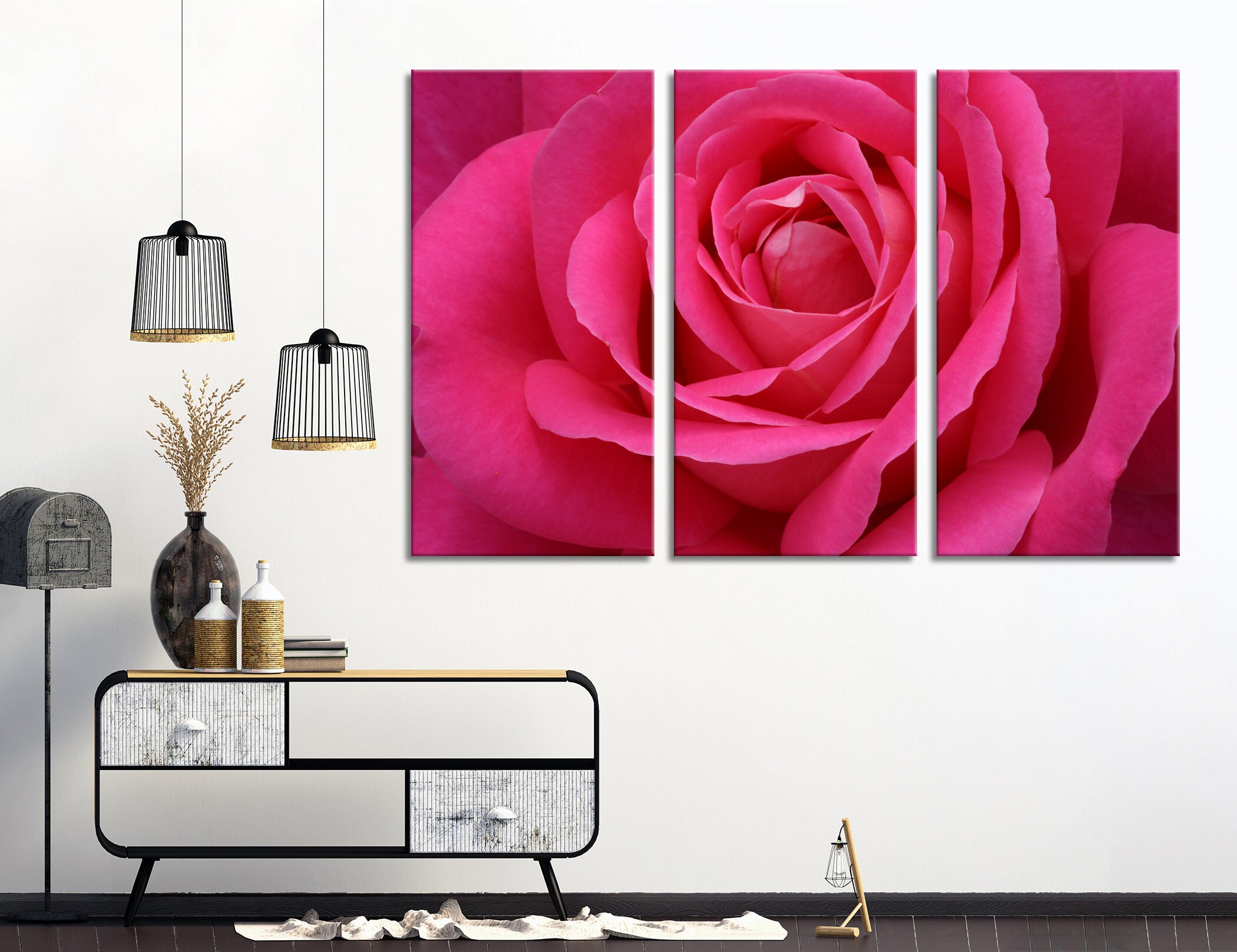 Pink Rose Wall Art Rose Wall Decor Rose Canvas Print Rose Etsy