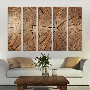 Wood Texture Wall Decor Wood Crack Abstract Canvas Print Modern Trendy Wall Art Luxury Abstract Printing Extra Large Wall Art Artwork Set 5 Panels
