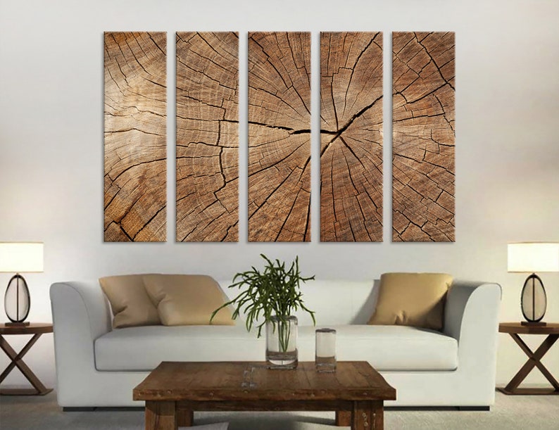 Wood Texture Wall Decor Wood Crack Abstract Canvas Print Modern Trendy Wall Art Luxury Abstract Printing Extra Large Wall Art Artwork Set 5 Panels