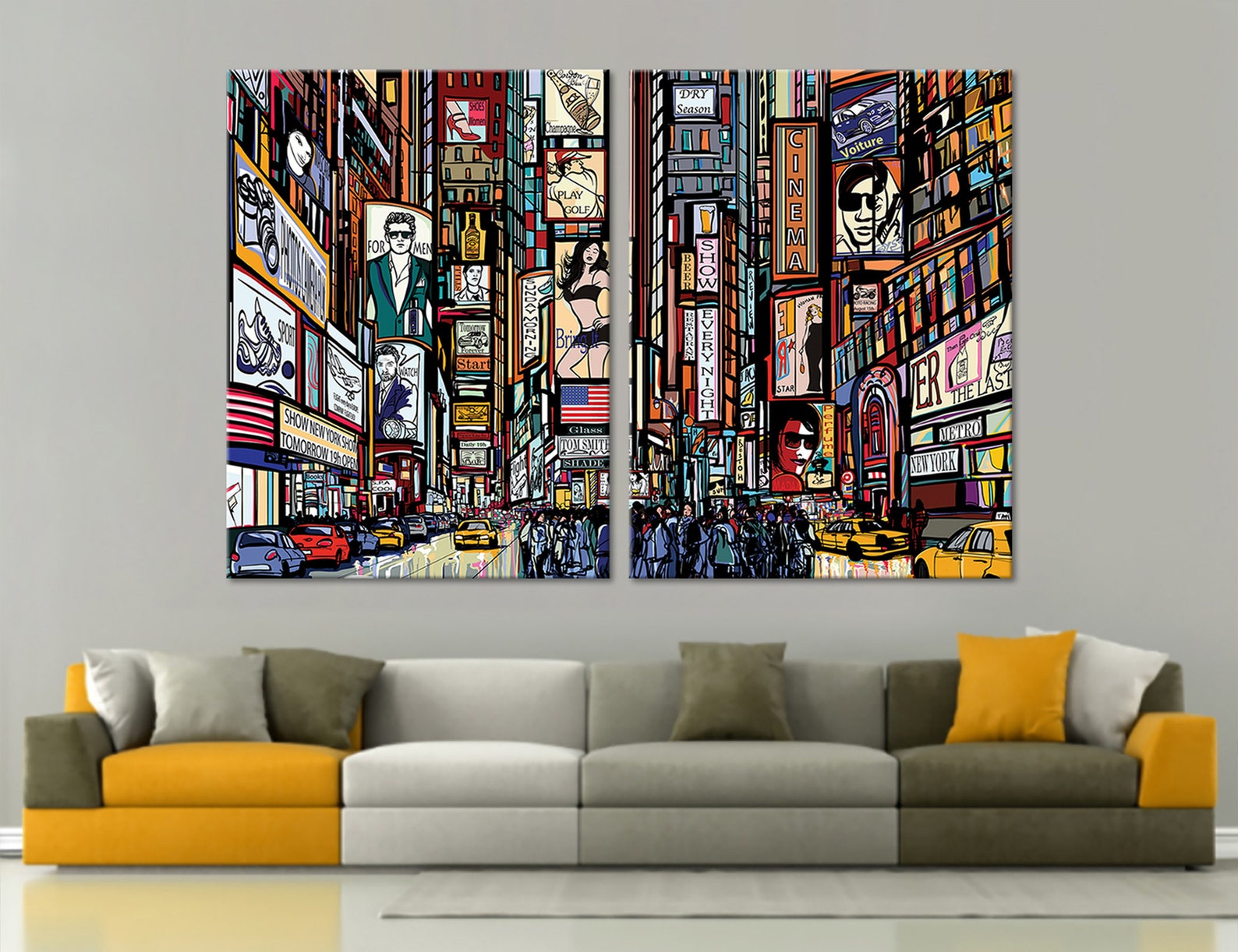 Abstract City Wall Art Print New York Illustration Wall Art Etsy