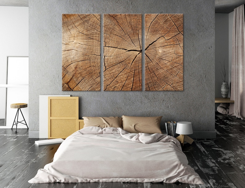 Wood Texture Wall Decor Wood Crack Abstract Canvas Print Modern Trendy Wall Art Luxury Abstract Printing Extra Large Wall Art Artwork Set 3 Panels