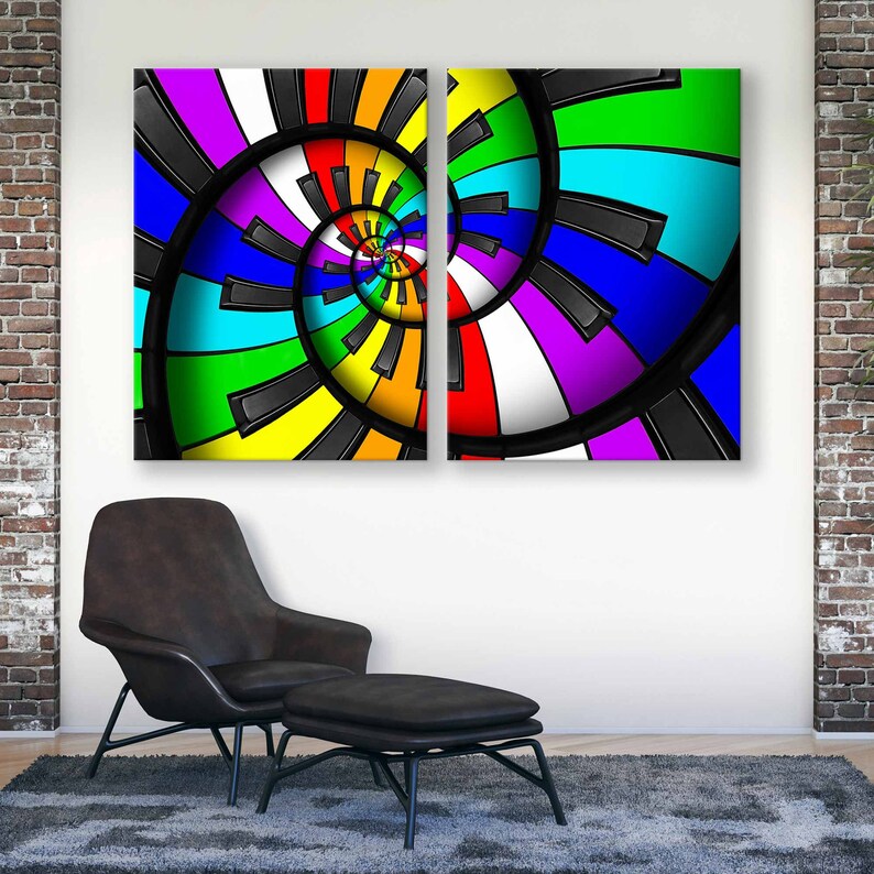Harmony Inmotion Design Harmony in Motion - Abstract Canvas Print With Spiral Twisted Multi ...