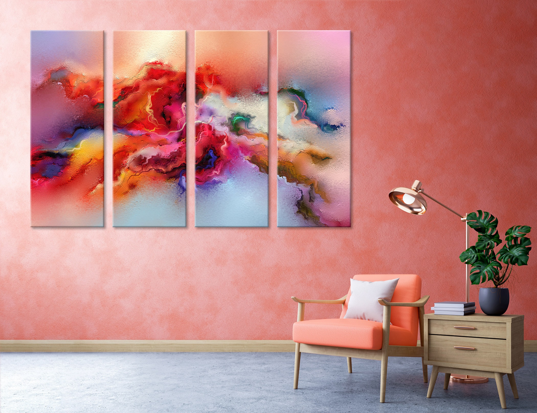 Bright Abstract Print on Canvas Print Wall Art Etsy