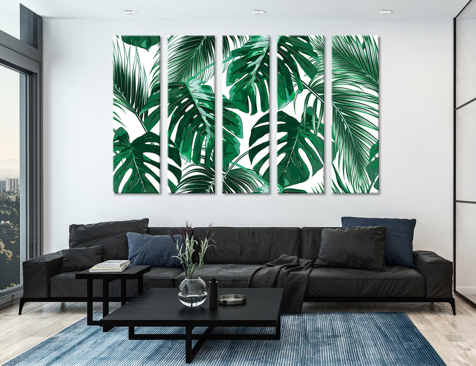 Tropical Palm Leaves Wall Art Palm Leaf Wall Art Canvas Print Abstract ...