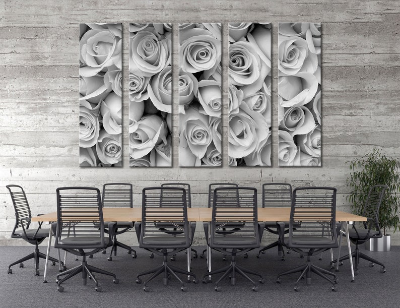 Black and White Roses Wall Art Roses Wall Decor Roses Canvas Etsy