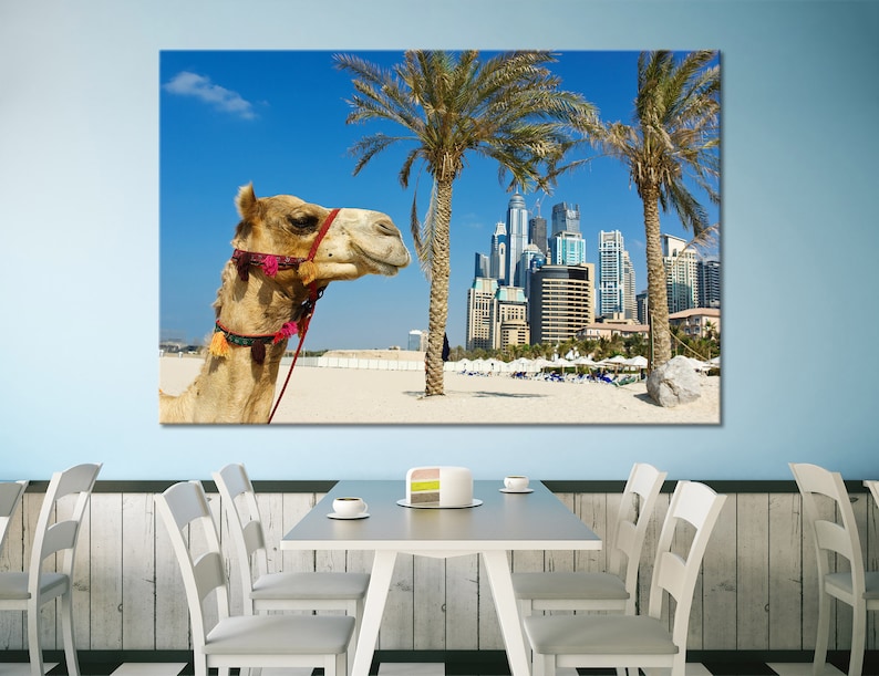 Camel at the Urban Building Background of Dubai Wall Art UAE Etsy