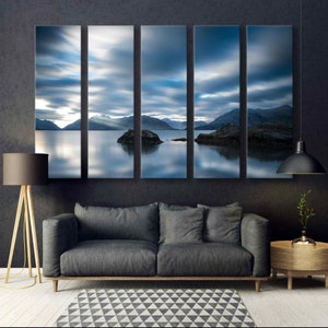 Extra Large Multi-Panel Landscape Canvas Print, Blue Tones Wall Decor, Gifted Wall Art