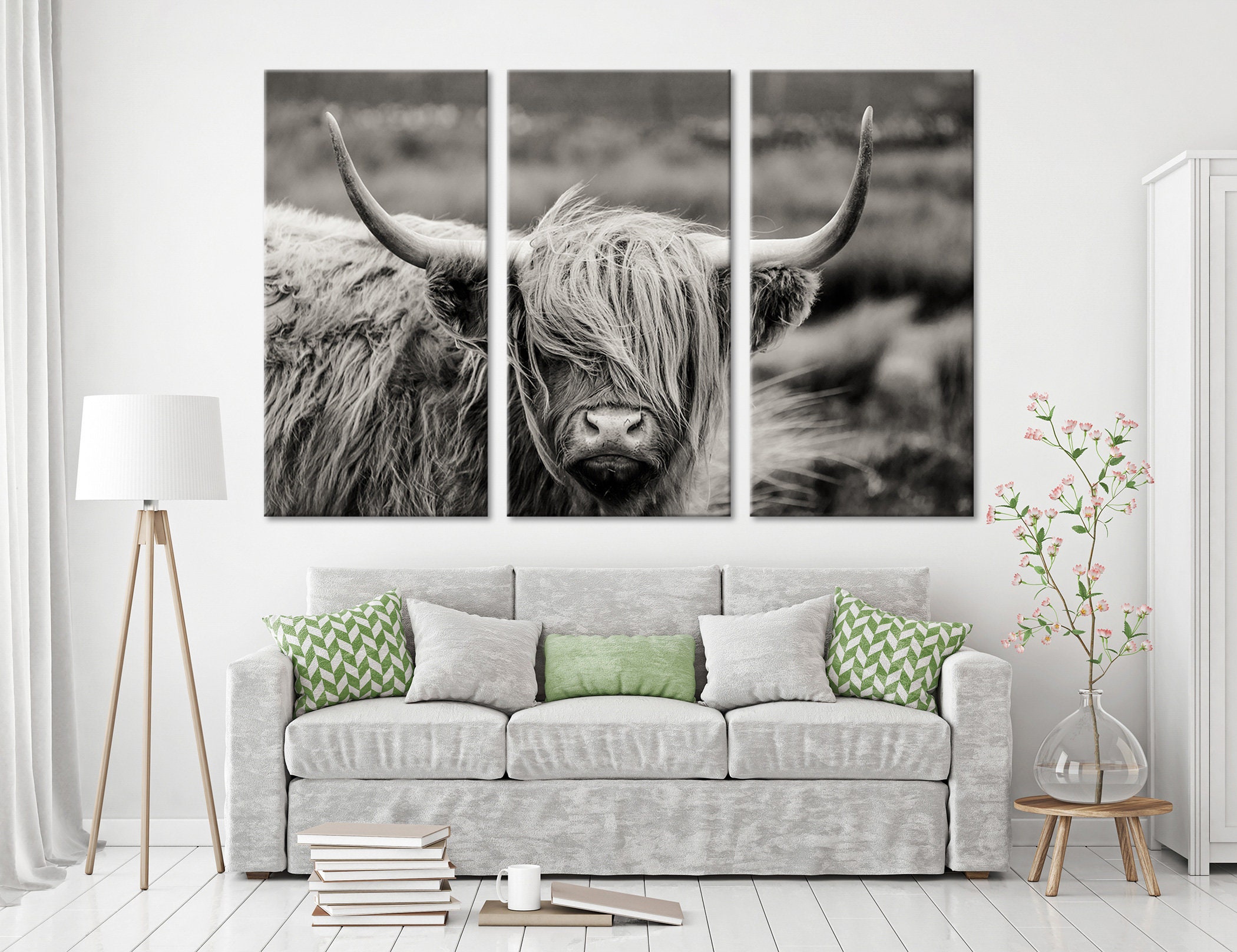 Scottish Highland Cattle Wall Art Cattle Canvas Cattle Wall Etsy
