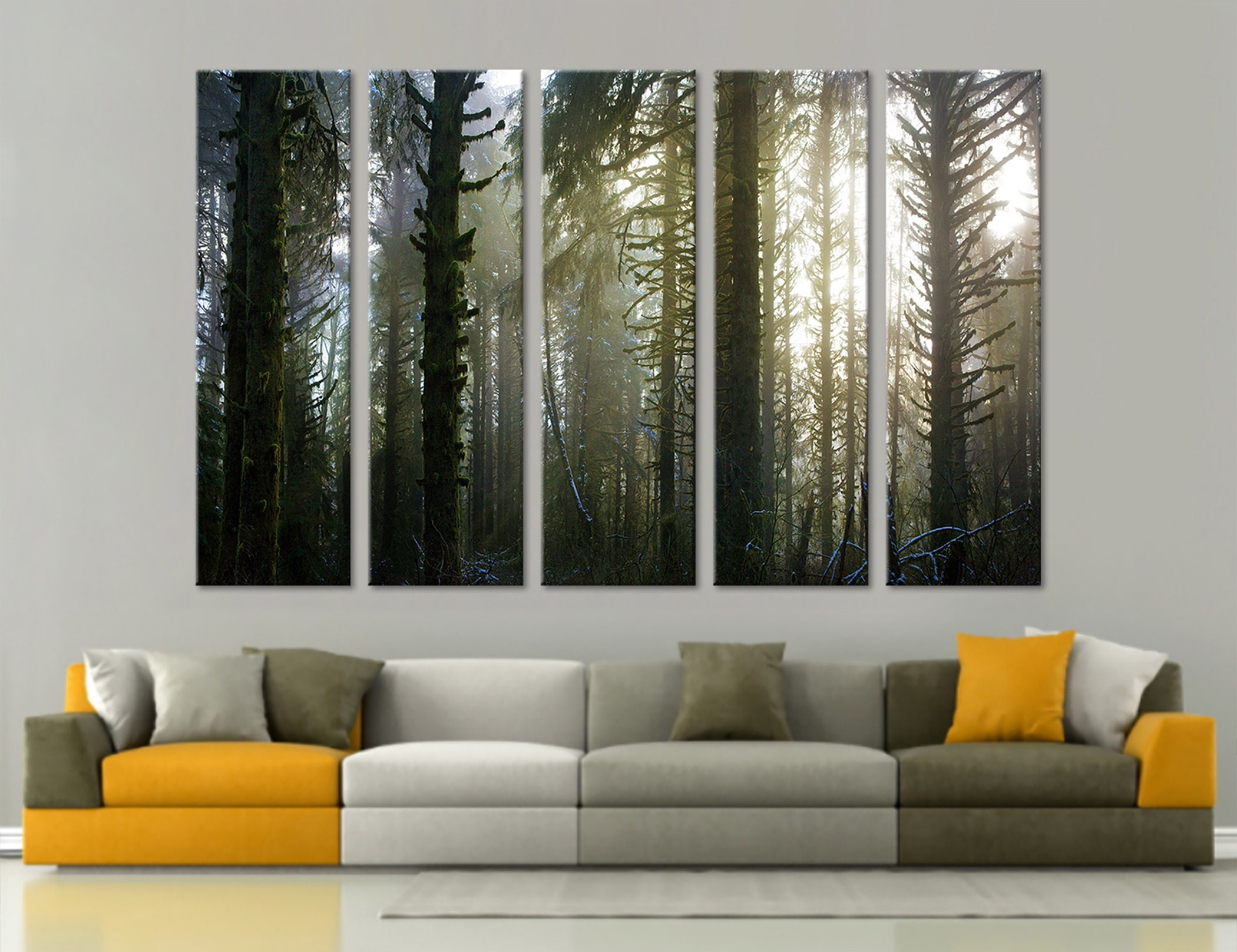 Pine Forest Wall Art Pine Forest Wall Decor Forest Canvas Etsy