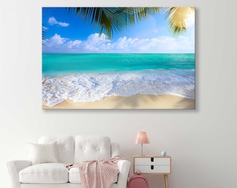 Tropical Island Beach, Large Wall Art Canvas Print, Ocean Extra Large Art, Canvas Beach Wall Art, Beach Canvas Art, Sea Wall Decor