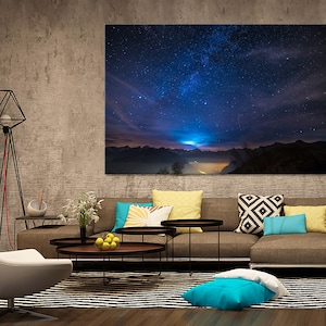 Lienzo de cielo estrellado, impresión de cielo estrellado, póster de cielo estrellado, foto de cielo estrellado, arte de pared de cielo estrellado, decoración de pared de cielo estrellado, obra de arte en lienzo de cielo nocturno