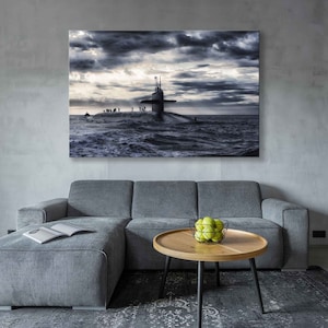 U-Boot Leinwanddruck, Marine Wandkunst, Militär Wanddeko, Geschenk für Kriegsveteranen