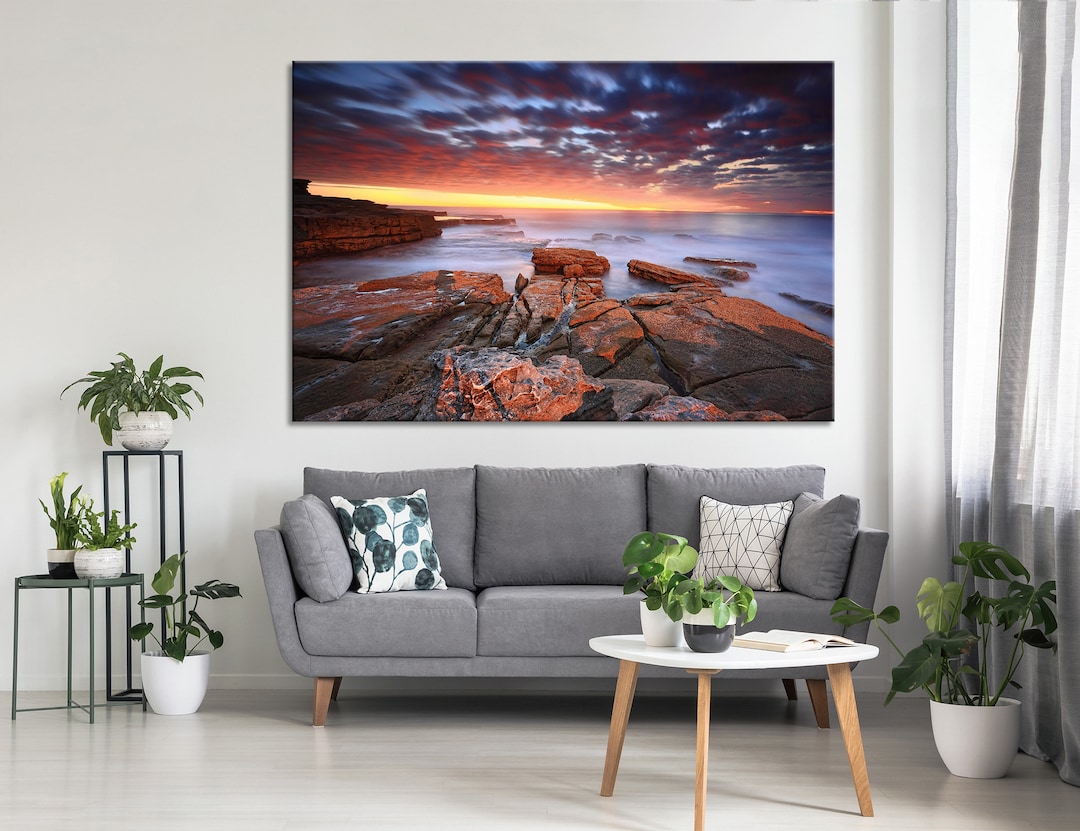 Sunset at Sea Canvas Art Sea Photo Sea Wave Wall Art Bedroom Decor ...